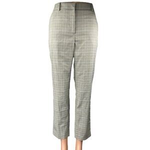 H&M Women's Gray Plaid Checkered High Rise Straight Leg Trousers Dress Pants 6